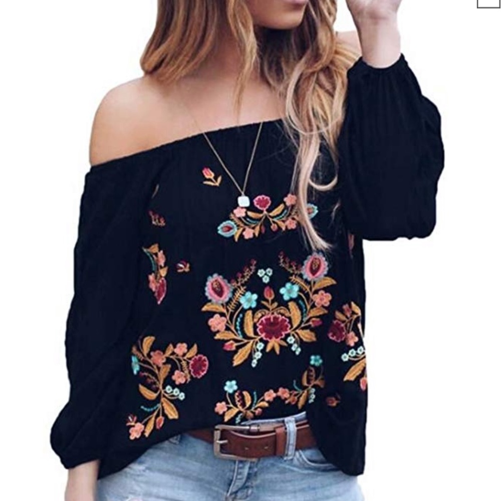 Off the Shoulder Embroidered Top